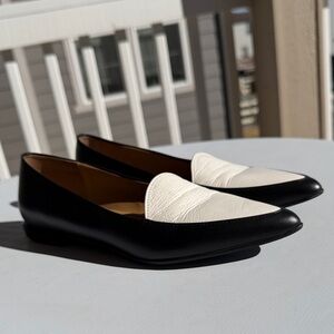 Everlane The Modern Point Black And White Leather Loafers-Sz 9
